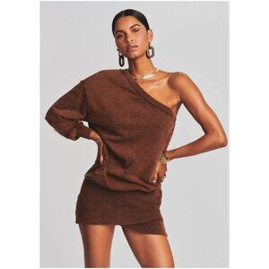 Retrofete Helena Terry Sweatshirt Mini Dress Brown Size: S NWT